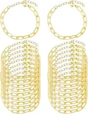 Charm Bracelet Blanks Gold Link Chain Paperclip Bulk Lot Wholesale 20pcs
