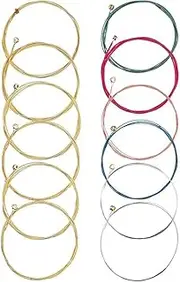 2 Sets of 6 Guitar Strings Replacement Steel String for Acoustic Guitar (1 Yellow Set and 1 Multicolor Set)