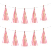 120Pcs Luminous Pink Tassel Garland Banner with Rope