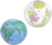 STOBOK 2pcs Inflatable Globe Beach Balls Balloon Inflator Pump Inflatable Pool Swimming Pool Ball Beach Plaything Globe Shaped Inflatable Balls Party Balls Inflatable Beach Ball PVC