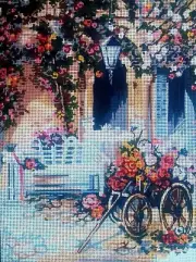 "Old Courtyard" Printed Canvas for Needlepoint Tapestry Gobelin 40112