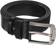 [FOMIYES] 1Pc Adjustable Black Leather Belt for Men Casual Style with Square Pin Buckle and Everyday Wear