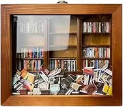 Shake Away Your An-xiety Miniature Bookshelf, Mini-Book Match Boxes Display Case Cabinet, Wooden Bookcase Desktop Ornament, Creative Anti-An-xiety Toy, Gifts for Book Lovers, 2023 Christmas Home Decor