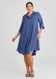 [TS] Taking Shape Revival Luxe Swing Dress Size 12 in Baja Blue - Plus Size Women's Clothing Baja Blue