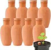 8pcs Ollas Self Watering Terracotta Planter Terra Cotta Clay Watering Spikes for Indoor Outdoor Plants - Large Reservoir Bulbs