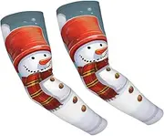 [FHEDVBN] Christmas Snowman Arm Sleeves Compression Arm Covers for Men Women Outdoor Sun Sleeves Cooling Sports Sleeve, Black