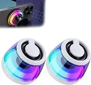 Magnetic Speaker Phone Stand,Portable 5.0 Bluetooth Wireless Stereo Speaker Magnetic with Multi-RGB Color Light and Phone Holder for Outdoor Sport Gift(White,2pcs)