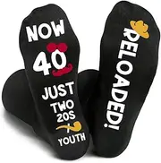 [viiotu] Men's 40th 50th 60th Birthday Gifts Socks - Funny Crew Socks for Him, Premium Cotton Blend with Non-Fade Prints