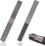 KALIM 2 Pcs Multi-Function 4-in-1 File, High Carbon Steel Hand File, 4 Way Wood Rasp File with Flat/Half Round Sharps, for Wood, Soft Metal, Plastic and etc.