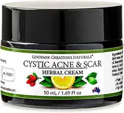 Cystic Acne & Scar Herbal Cream Blasts Pimples Acne Blackheads with Tea Tree Oil Nigella Green Tea Rosehip Vit E Lavender and Aloe 50 ml