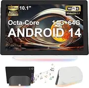 Whitedeer Tablet 10 inch with eight-core Android 14, 14 GB RAM + 64 GB ROM, AI cloud album and 8 kinds of white noise, 5 MP + 8 MP camera, Wi-Fi 6 and BT 5.3 (Black)