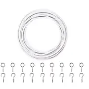 10m Curtain Wire Screw Eyes and Hooks Wall Picture Net Curtain Rods Clothesline