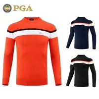 在飛比找樂天市場購物網優惠-美國PGA 2021秋冬高爾夫服裝 男士長袖t恤圓領加厚絲光