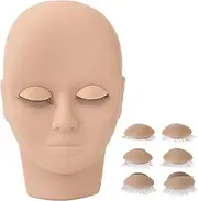 Eyelash Extension Supplies Kit for Beginner, Lash Extension Mannequin Head with 3 Pairs Replaced Eyes, Silicone Mannequin Head Supplies for Makeup Practice, Lash Extension