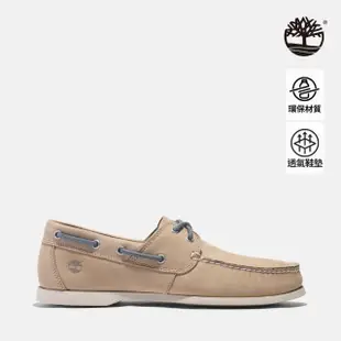 【Timberland】男款淺米色休閒帆船鞋(A66DHEN7)