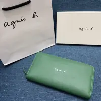 在飛比找蝦皮購物優惠-全新 agnes b. 綠色 隱形 ㄇ型 拉鏈 長夾 拉鍊 