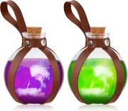 2 Pcs Halloween Cork Potion Bottles Witch Costume Accessories with Faux Leather