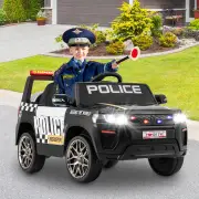 CostwayKids Ride on Police Car with Remote Control and Wireless Connection for Children-Black