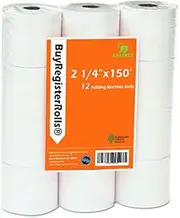 BuyRegisterRolls (12 Rolls) 2 1/4 x 150 ft White Adding Machine Tape Paper Rolls Premium One Ply Register/Adding Machine/Calculator Paper Rolls Printing Calculator 10 Key