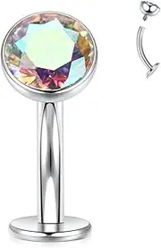 [hengkaixuan] G23 Titan Bauchschmuck Disc Bottom Belly Button Ring Flat Back Navel Piercing Schmuck 14G Belly Piercing Curved Barbell 10mm Internally Threaded Navel Ring für Frauen