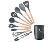 12PCS Silicone Kitchenware Cooking Utensils Set Heat Resistant Kitchen Non-Stick Cooking Utensils Baking Tools With Storage Box - Silver