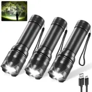 3Pack Rechargeable Flashlights Tactical Flashlights High Lumens Super Bright ...