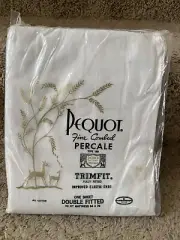 Pequot Fine Combed Percale Type 180 Trimfit Double Fitted Sheet Vintage