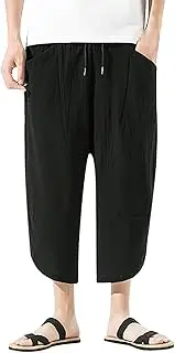 [Generic] Mens Volley Shorts Men's Harem Capri Pants Lightweight Loose 3/4 Shorts Drawstring Elastic Waist Casual Beach Yoga Male Short Pants Casual