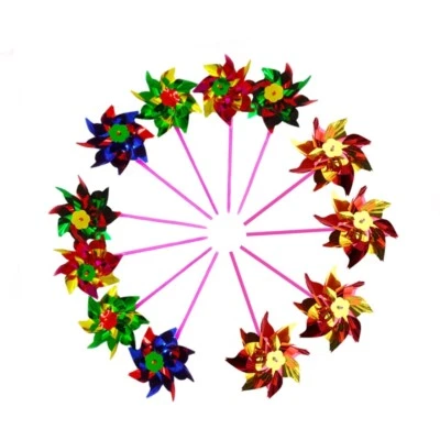 20pcs Windmills Pinwheels Kids Plastic Rainbow Small Windmill