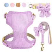 3pcs/set Mesh Padded Dog Harness & Cute Bow Tie Dog Pet Collar & Walking Leash