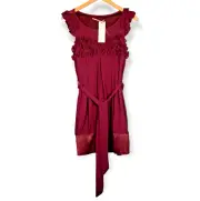 COOPER ST Sz 10 'Ruffler Tulip Frock' Purple Shift Dress Lined Belt New RRP $139