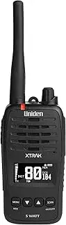 Uniden XTRAK 50-5 Watt Waterproof Smart UHF Handheld Radio with Large OLED Display with Instant Replay Function -Black