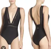 NWT Ted Baker pointelle black vneck one piece swimsuit size 2
