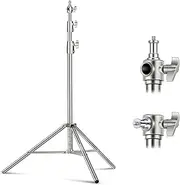 [NEEWER] 102"/2.6m Stainless Steel Light Stand, Spring Cushioned Heavy Duty Photography Tripod Stand with 1/4” to 3/8” Universal Screw Adapter for Strobe, LED Video Light, Ring Light, Monolight, Softbox