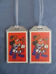KING MICKEY MICKEY MOUSE CUSTOM LUGGAGE TAGS SET OF 2 - RED - BAG NAME TRIP ID