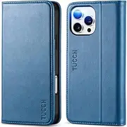 TUCCH Case for iPhone 16 Pro Max Wallet Case, Kickstand PU Leather Flip Folio Cover with [RFID Blocking] 3 Card Slot, Shockproof TPU Shell Compatible with iPhone 16 Pro Max 5G (6.9") 2024, Light Blue