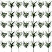 30PCS Artificial Pine Branches 4" Christmas Green Pine Branches Small Christmas Stems Fake Greenery for Garland Wreath Home Decor
