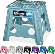 Handy Laundry Folding Lightweight Step Stool is Sturdy Enough to Support Adults and Safe Enough for Kids. Opens Easy with One Flip. Great for Kitchen, Bathroom or Bedroom. (Teal - 13 inch)