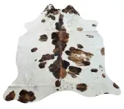 Speckled Cowhide Rug Small Black Brown White Salt Pepper Tricolor 6.2ft x 5.2ft