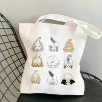 在飛比找ETMall東森購物網優惠-時尚卡哇伊可愛貓動物印花購物袋帆布包手提包休閑單肩包