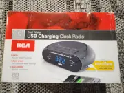 RC207 RCA Dual Wake Clock Radio with USB Charging NEW