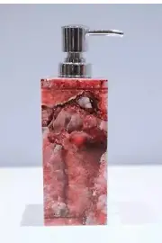 5'' Stunning Red Agate Stone Soap Dispenser Luxury Bathroom Lotion Dispenser Dec