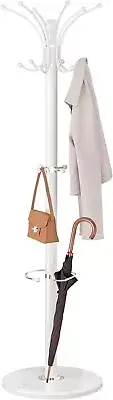 Vilaxing Coat Rack Freestanding with Marble Base, Heavy Duty Tree White