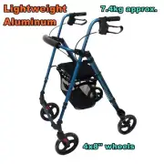 Foldable Compact Rollator Walker Walking Frame Aluminum Lightweight Mobile
