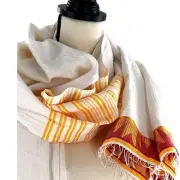 NWOT LemLem Scarf Yellow Sarong Wrap Boho Lagenlook Travel Coastal Gauze Fringe