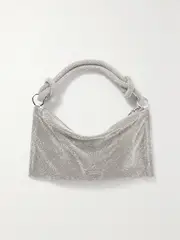 [Cult Gaia] Cult Gaia - Hera Nano Crystal-embellished Knotted Satin Shoulder Bag - Silver - One size One size Silver