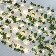 5M 50LED Leaf String Lights,Vine Lights,H HOME-MART Vine Fairy Lights Batteries Powered Green Leaf Garland Maple String Lights for Indoor/Outdoor Decor. Enhance Homes, Gardens, Weddings & More!