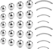 [Gojewen] 28pcs Piercing Balls with Barbell 3-6mm Screw Replacement Balls for 16G 14G Thread Piercing Lip Tongue Eyebrow Belly Jewellery
