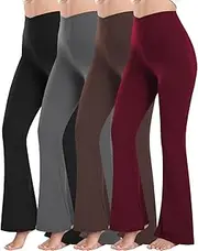 [Ridshy] Women's High Waisted Flare Yoga Pants 3 Pack Tummy Control Bootcut Leggings for Gym V Crossover Workout Lounge Pants
