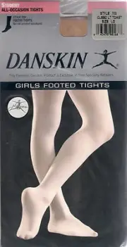 Danskin Children's Dance Tights, Footed Opaque Tan or Ballet Pink, New